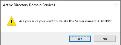 Remove server from sites and services, yes