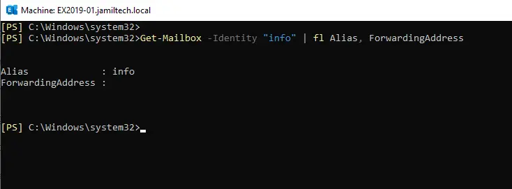 Removed email forwarding powershell