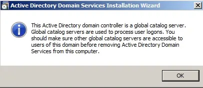 Removing a domain controller