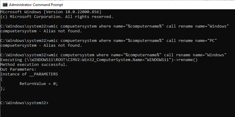 Rename computer command prompt