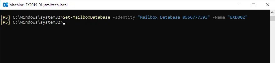 Rename exchange database PowerShell