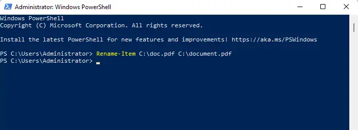 Rename item PowerShell command