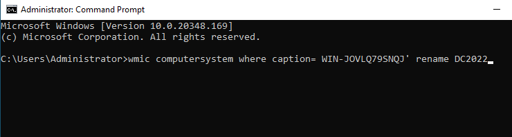 Rename server WMIC command