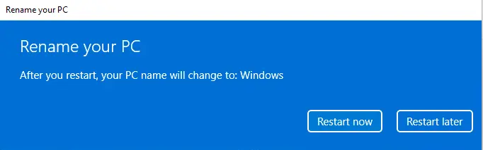 Rename your PC restart now