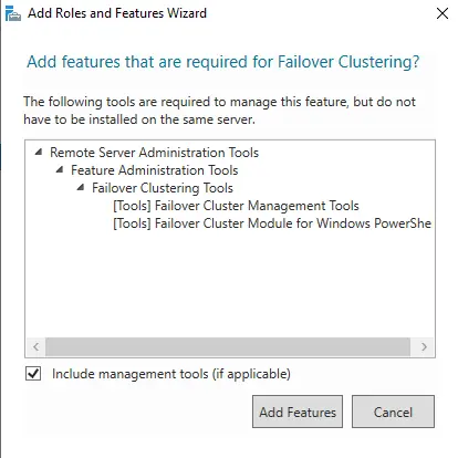 Required features for failover clustering