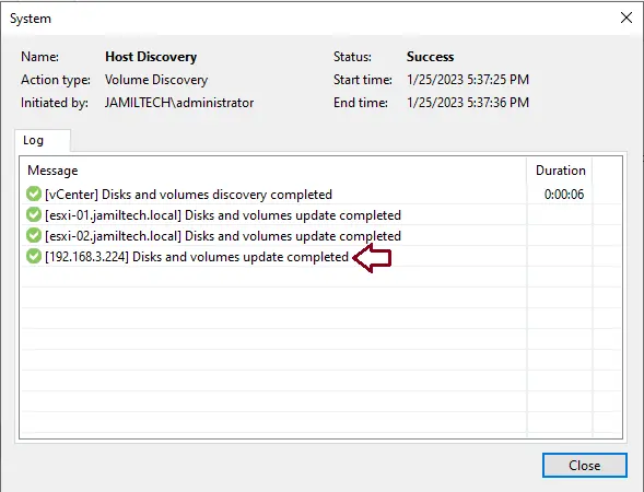 Rescan replica host discovery Veeam