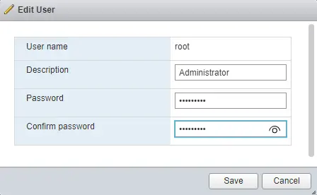 Reset ESXi host root password