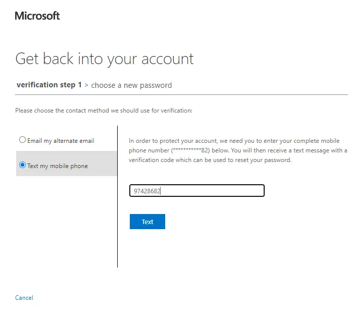 Reset password Microsoft 365 account