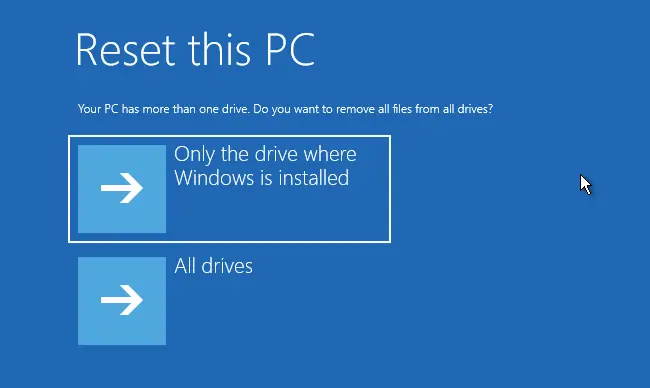 Reset this PC only the drive