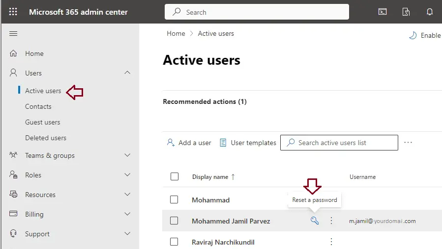 Reset user account password in Microsoft 365