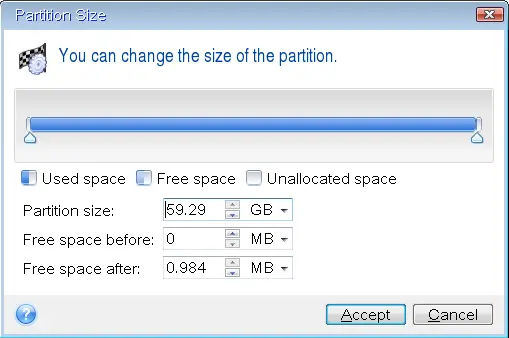 Resize Partitions in Acronis