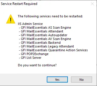 Restart GFI mail essentials services