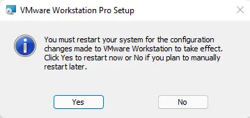 Restart VMware Workstation to take effect