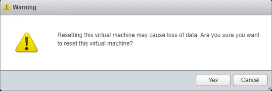 Restarting virtual machine warning