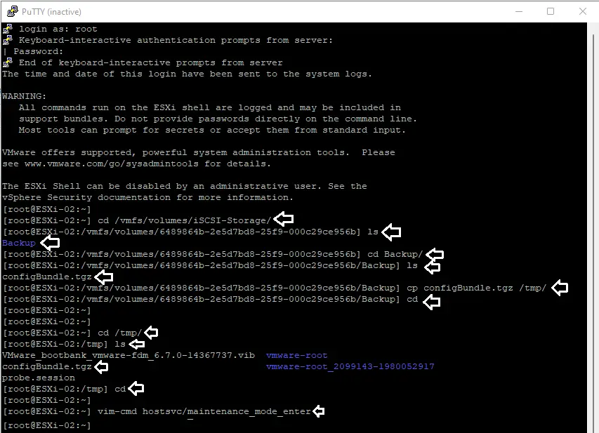 Restore ESXi host configuration data