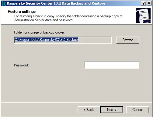 Restore Kaspersky Security Center Databse