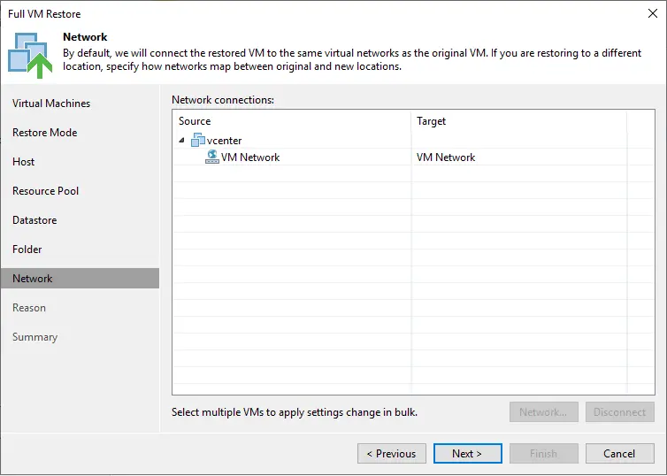 Restore VM network connection
