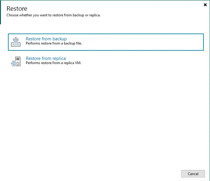 Restore form backup Veeam