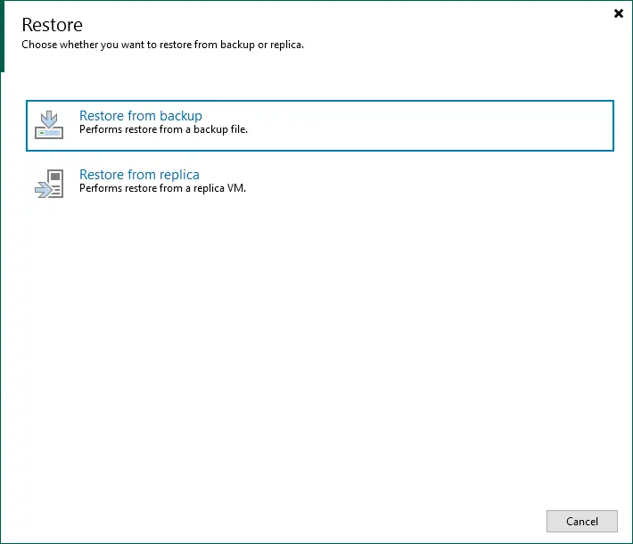 Restore form backup Veeam