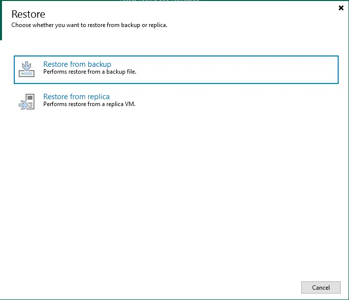 Restore from backup Veeam