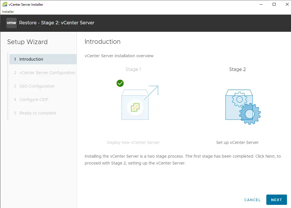 Restore vCenter server introduction