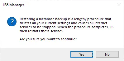 Restoring a metabase backup