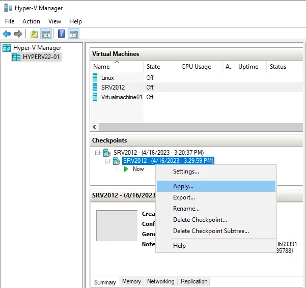 Revert VM checkpoints