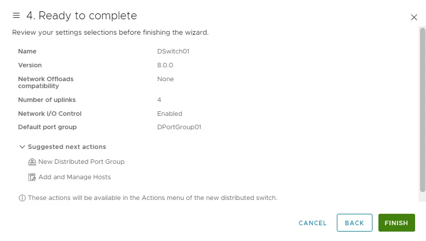 Review distributed switch settings