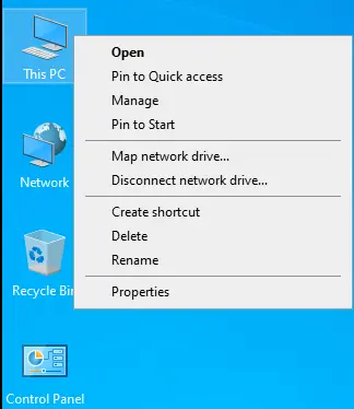 Right-click on this PC