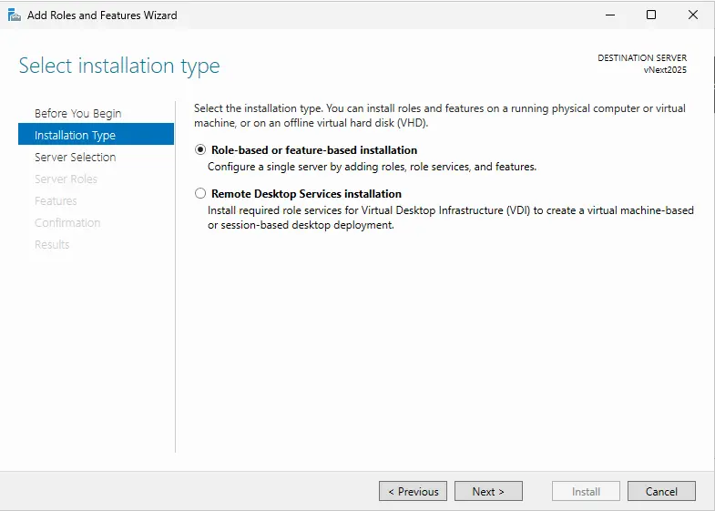 Role-based or feature-based installation