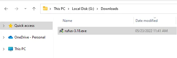 Rufus-3.18.exe file