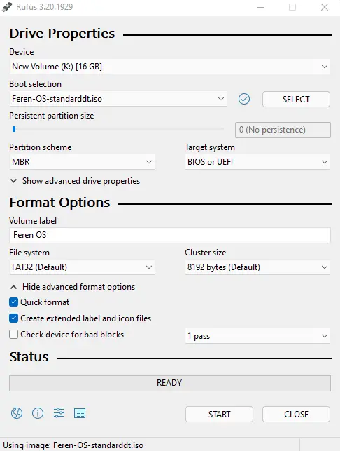 Rufus create bootable USB