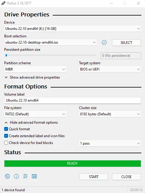 Rufus create bootable USB