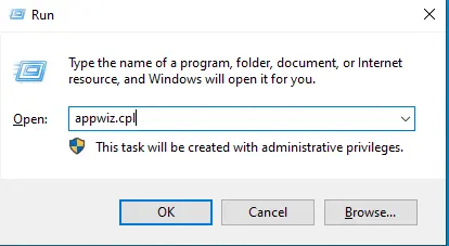 Run command appwiz.cpl