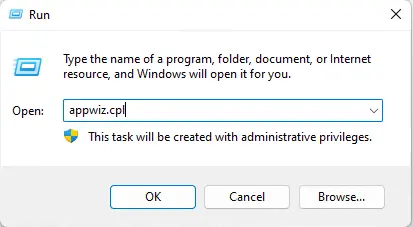Run command appwiz.cpl