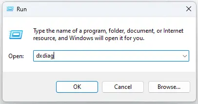 Run command dxdiag