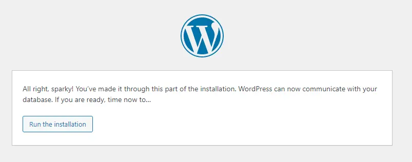 Run the installation WordPress