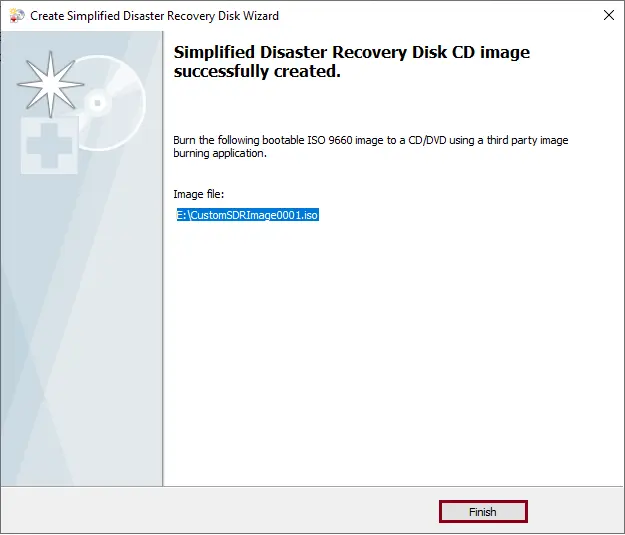 SDR image successfully created