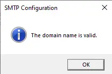 SMTP configuration domain valid
