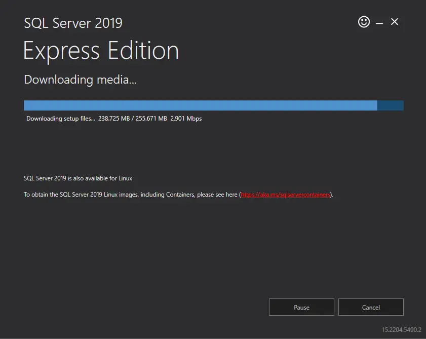 SQL express edition downloading media