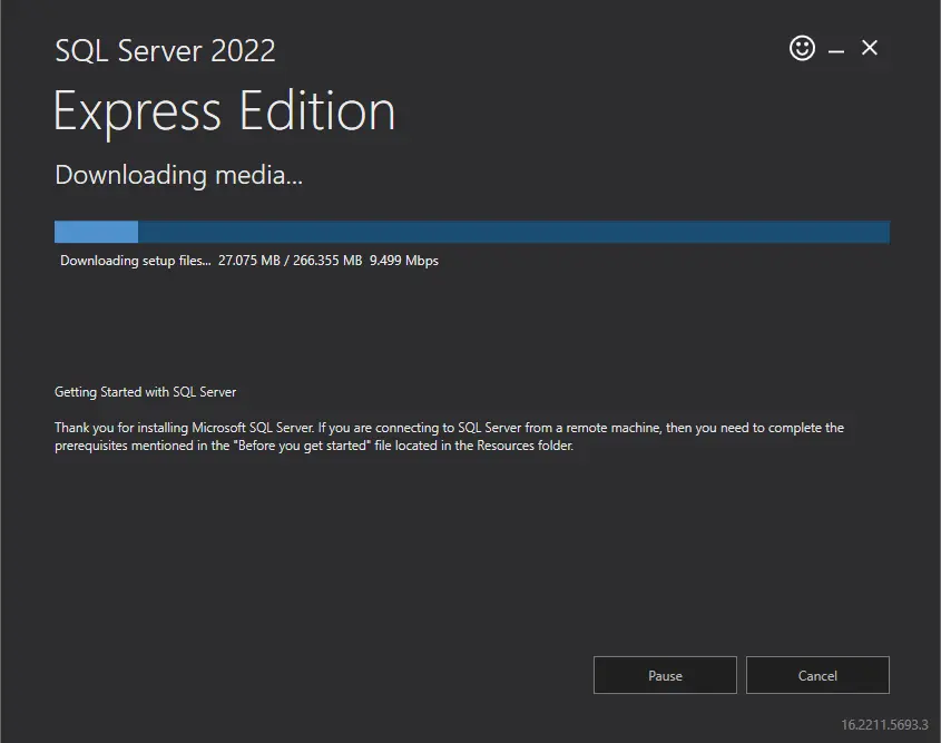 SQL server 2022 downloading media