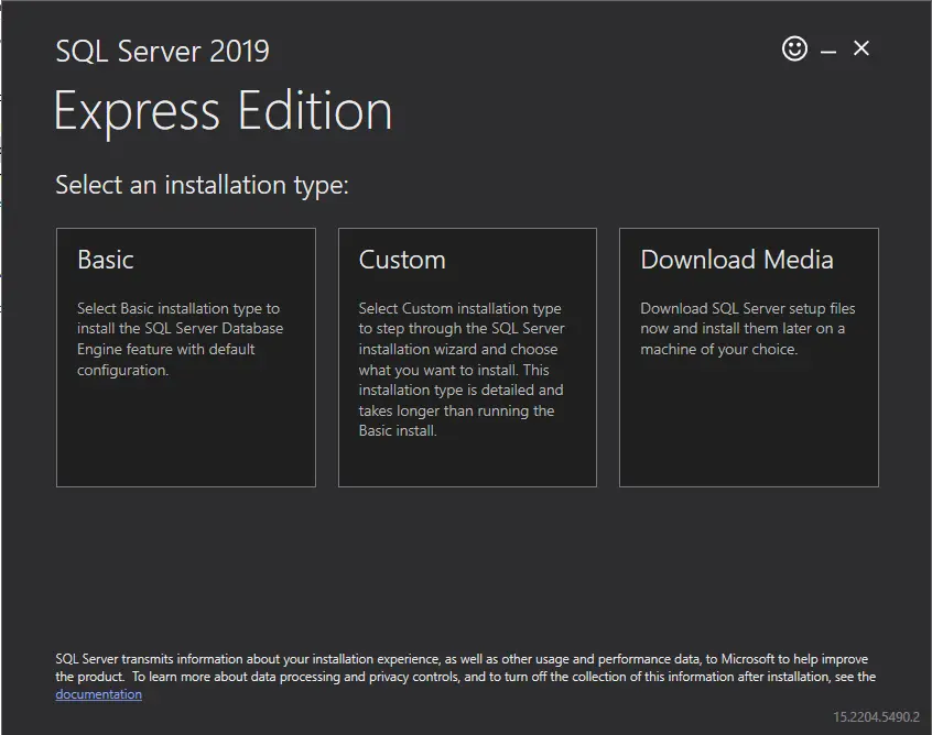 SQL server installation type