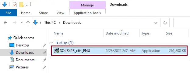 SQLEXPR setup file