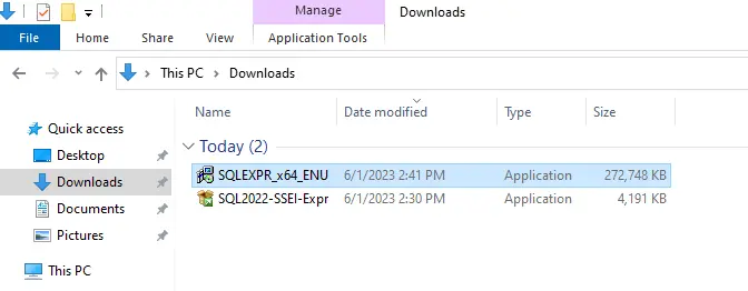 SQLEXPR_x64_ENU setup file