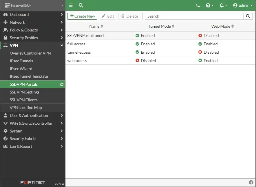 SSL-VPN portals Fortigate