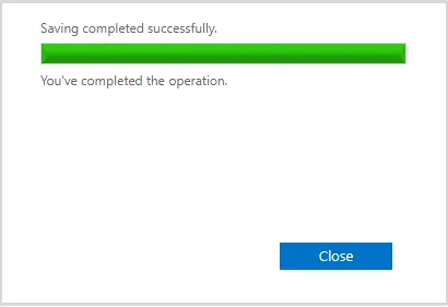 Saving completed successfully member server