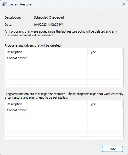 Scan for affected program