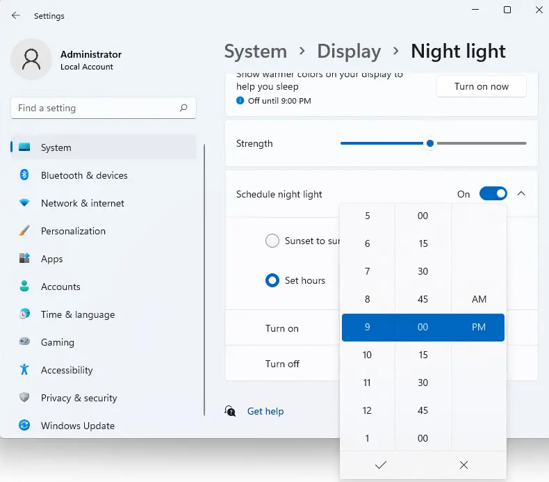 Schedule night light