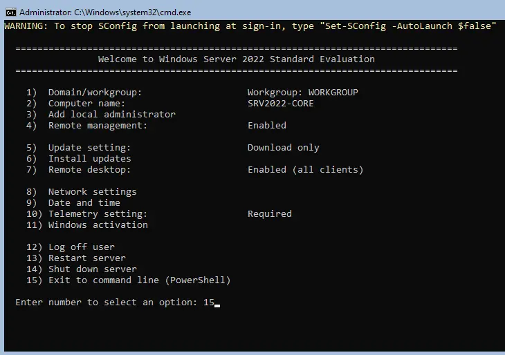 Sconfig command