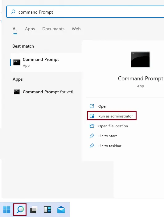 Search Command prompt